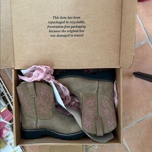 Ariat Women's Heeled Boots - Brown and Pink Embroidery